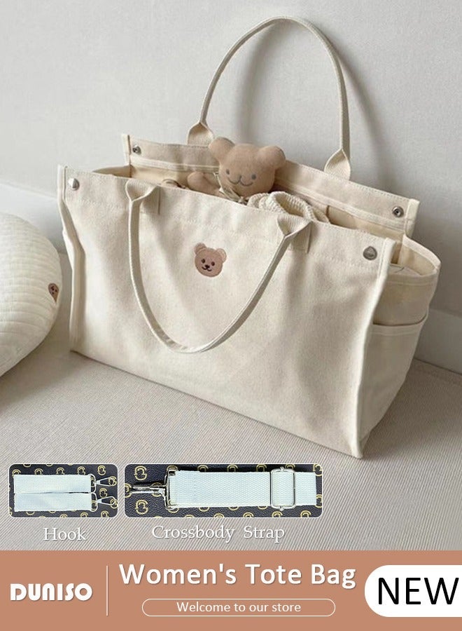 DUNISO Women's Shoulder Tote Bag Canvas Handbag For Women Large Capacity Bucket Bag Fashionable Travel Messenger Bag Shoulder Bag For Ladies Girls College Students - Image 1