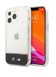 devia BMW M Collection PC/TPU Hard Case Horizontal Tricolor Lines & Black Stripe For iPhone 13 Pro (6.1") - Transparent  - Image 1