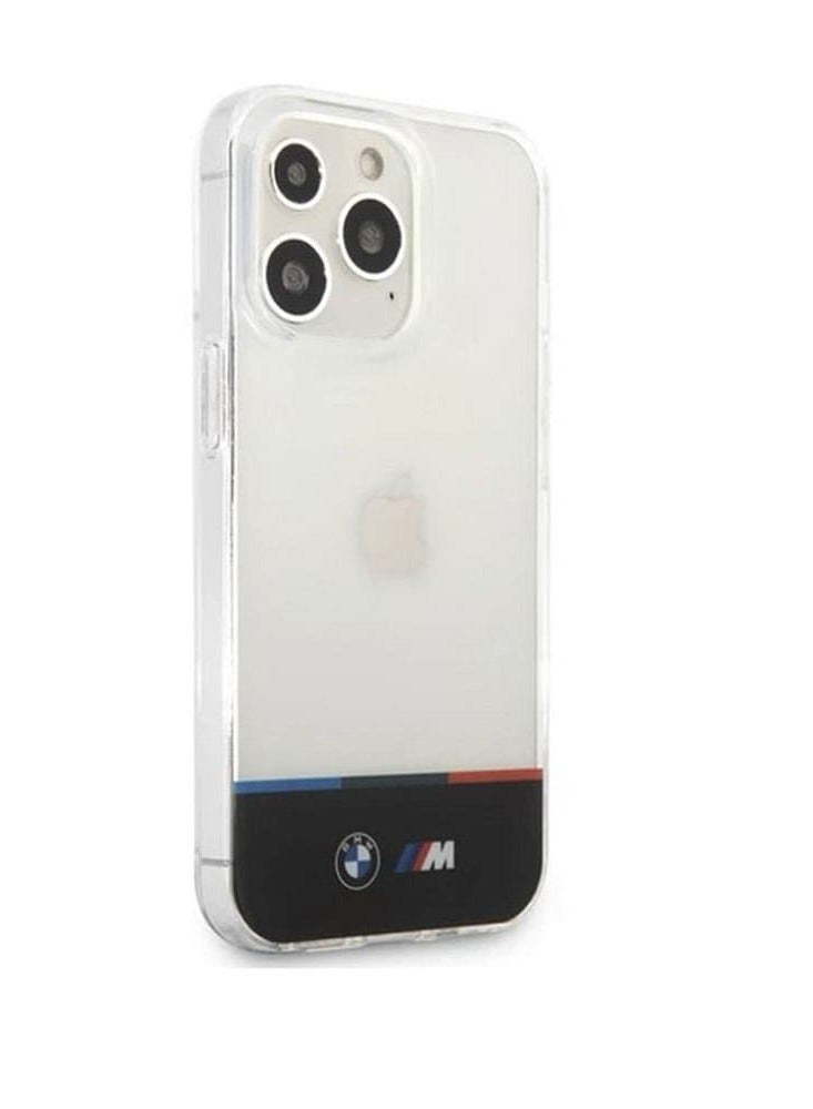 devia BMW M Collection PC/TPU Hard Case Horizontal Tricolor Lines & Black Stripe For iPhone 13 Pro (6.1") - Transparent - Image 2