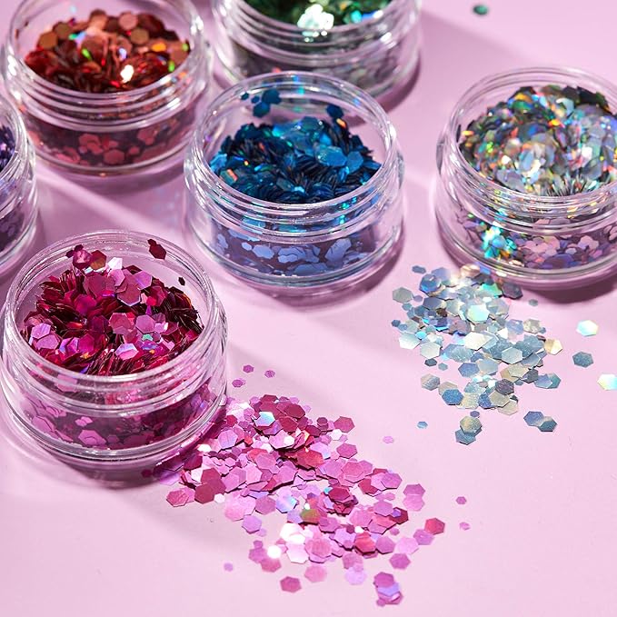 Chunky Holographic Glitter by Moon Glitter Black Cosmetic Festival Makeup Glitter for Face Body Nails Hair Lips 3g
