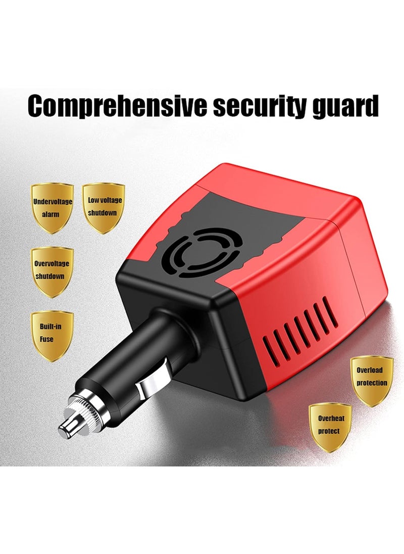 150W Car Power Inverter 12V to 220V Converter Adapter with USB Port and 3-Pin AC Outlet for Laptops Mobile Devices and Travel Electronics