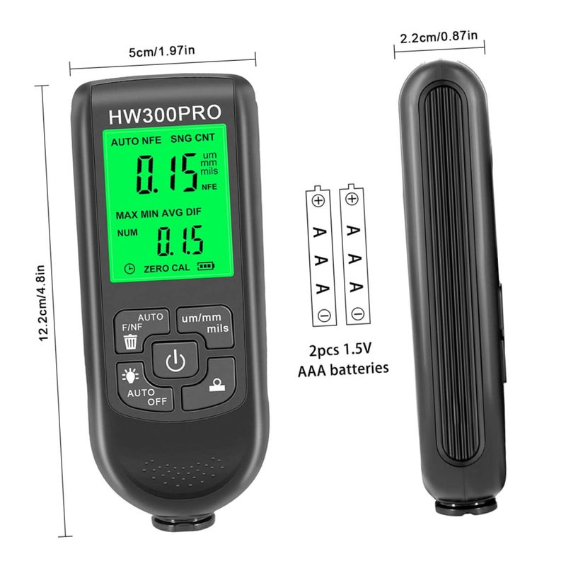 مقياس سمك الطلاء الرقمي للسيارات، مغناطيسي وغير مغناطيسي، نطاق قياس دقيق، مدمج، محمول. - Image 3