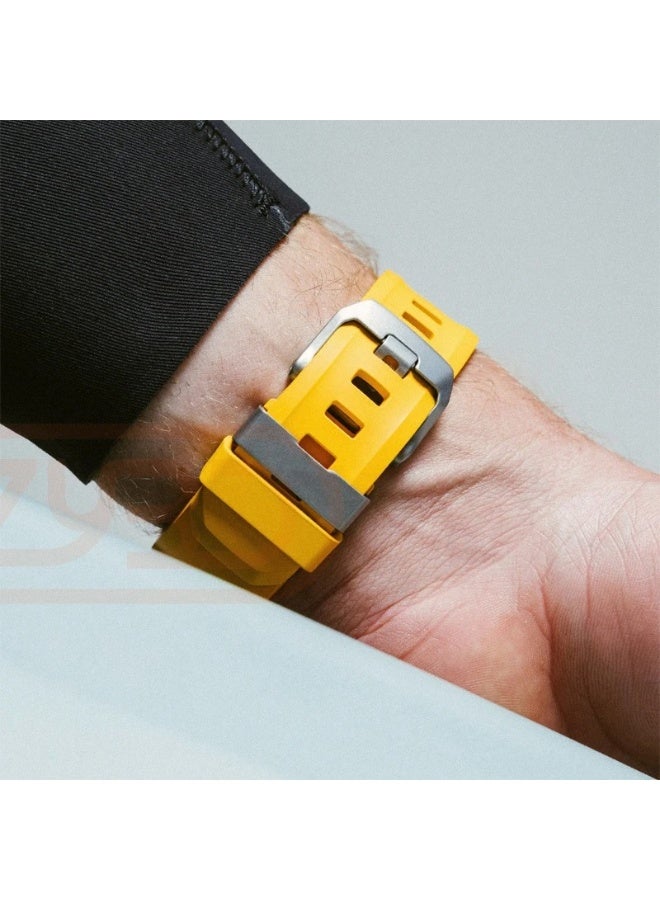Soft Silicone Strap For Apple Watch Ultra/Series 10 9 8 7 6 5 SE High end Bracelet Wristband iWatch 46mm 45mm 49/44mm/42mm (Yellow) - Image 3