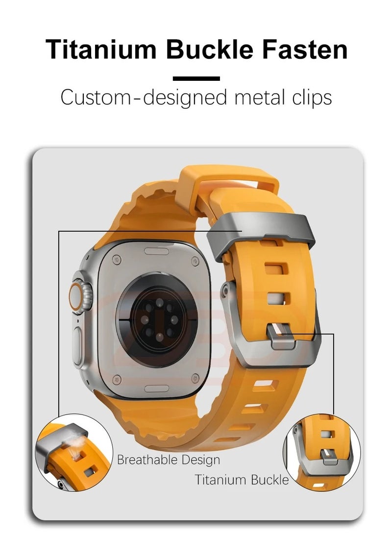 Soft Silicone Strap For Apple Watch Ultra/Series 10 9 8 7 6 5 SE High end Bracelet Wristband iWatch 46mm 45mm 49/44mm/42mm (Yellow) - Image 5