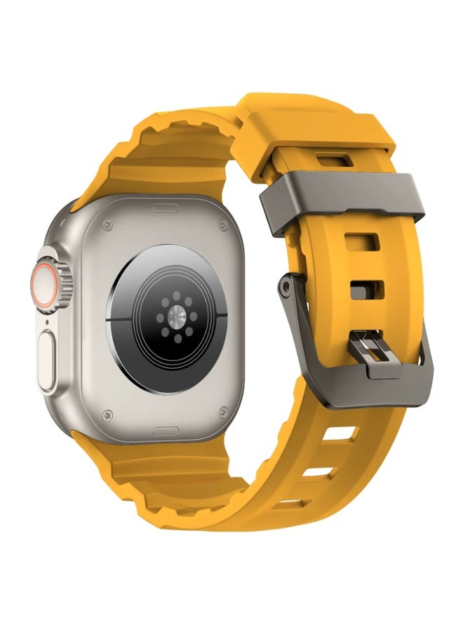 Soft Silicone Strap For Apple Watch Ultra/Series 10 9 8 7 6 5 SE High end Bracelet Wristband iWatch 46mm 45mm 49/44mm/42mm (Yellow) - Image 1