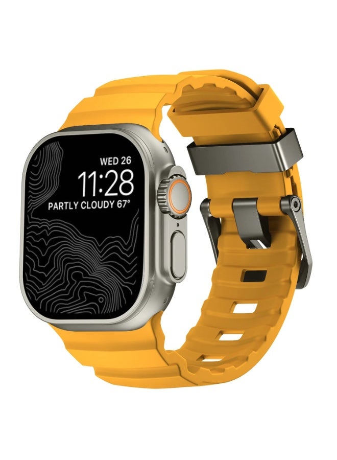 Soft Silicone Strap For Apple Watch Ultra/Series 10 9 8 7 6 5 SE High end Bracelet Wristband iWatch 46mm 45mm 49/44mm/42mm (Yellow) - Image 2