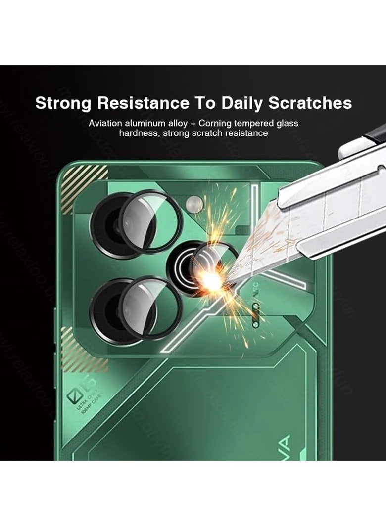 Tecno Pova 6 Pro 5G Camera Lens Protector, 9H Tempered Glass Camera Cover Protector Metal Individual Ring for Tecno Pova 6 Pro - Image 2