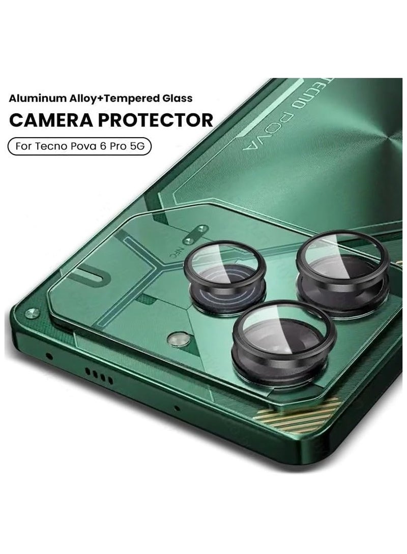 Tecno Pova 6 Pro 5G Camera Lens Protector, 9H Tempered Glass Camera Cover Protector Metal Individual Ring for Tecno Pova 6 Pro - Image 3