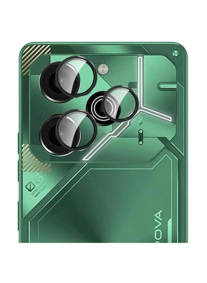 Tecno Pova 6 Pro 5G Camera Lens Protector, 9H Tempered Glass Camera Cover Protector Metal Individual Ring for Tecno Pova 6 Pro - Image 1