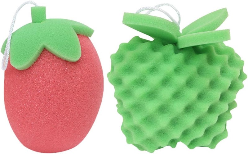 2pcs Cartoon Bath Sponge and Bath Scrubber Set Soft Body Sponge with Animal Shapes for Gentle and Fun Shower Time - Image 1