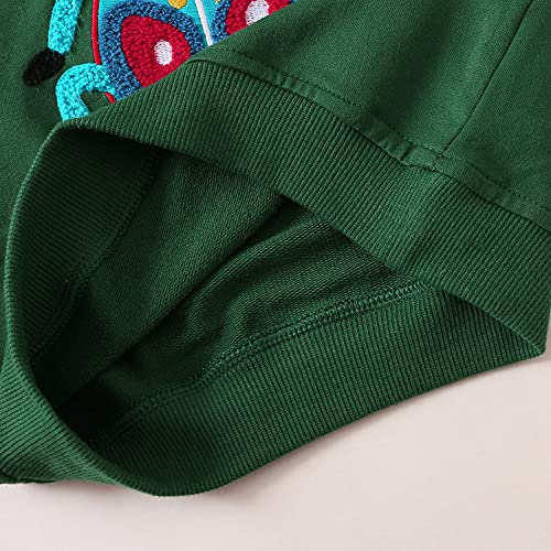Bumeex Baby Toddler Boy Sweatshirt Clothes,Crewneck Long Sleeve Shirt Top Outfit Green 2t - Image 5