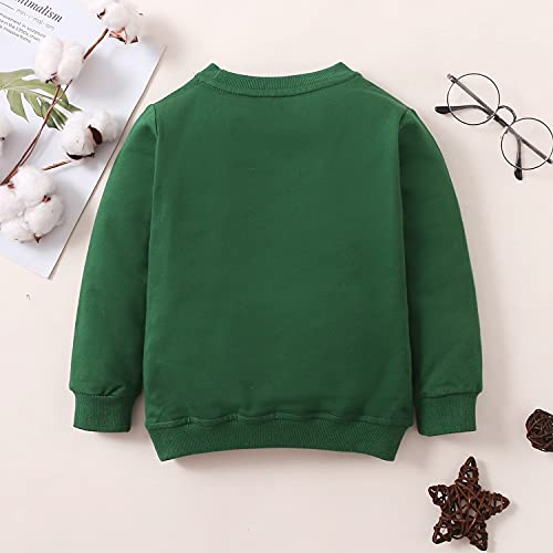 Bumeex Baby Toddler Boy Sweatshirt Clothes,Crewneck Long Sleeve Shirt Top Outfit Green 2t - Image 3