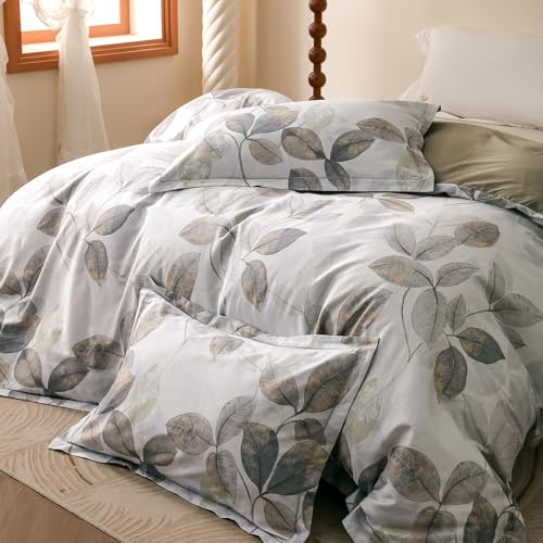 OAITE Duvet Cover Set Queen Size Floral Pattern 500 Thread Count Ultra Soft 100% Cotton Duvet Cover Sets 3-PC, Breathable Duvet Cover with Zipper Closure & Corner Ties - Image 3