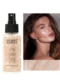 Ushas Glow Shimmer Spray - Shimmer Body Oil Liquid Easy to Push Away Natural Moisture Glitter Face Brightening Glow Pearl Highlighter Illuminator Shine Contouring Makeup for Face and Body (#02)  - Image 1