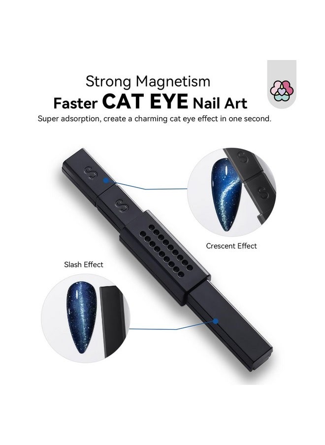 Saviland SAVILAND Cat Eye Magnetic for Nail: 9PCS Cat Eye Gel Nail Polish Magnet Tools Set Strong Suction Nail Magnet Nails Square Round Magnet Stick Diverse Cat Eye Effect Double Ended Nail Salon Art Tools  - Image 3