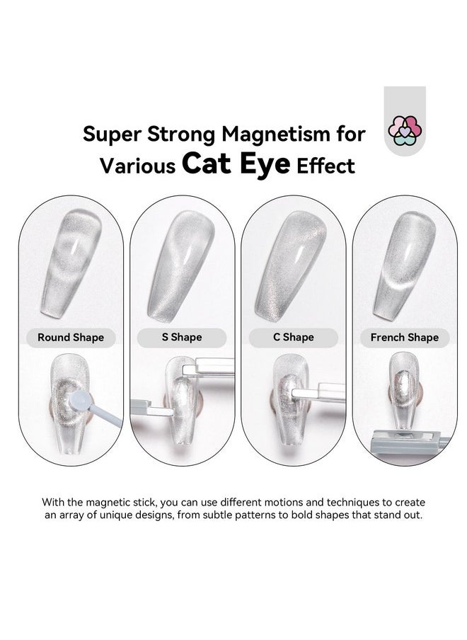 Saviland SAVILAND Cat Eye Magnetic for Nail: 9PCS Cat Eye Gel Nail Polish Magnet Tools Set Strong Suction Nail Magnet Nails Square Round Magnet Stick Diverse Cat Eye Effect Double Ended Nail Salon Art Tools  - Image 4