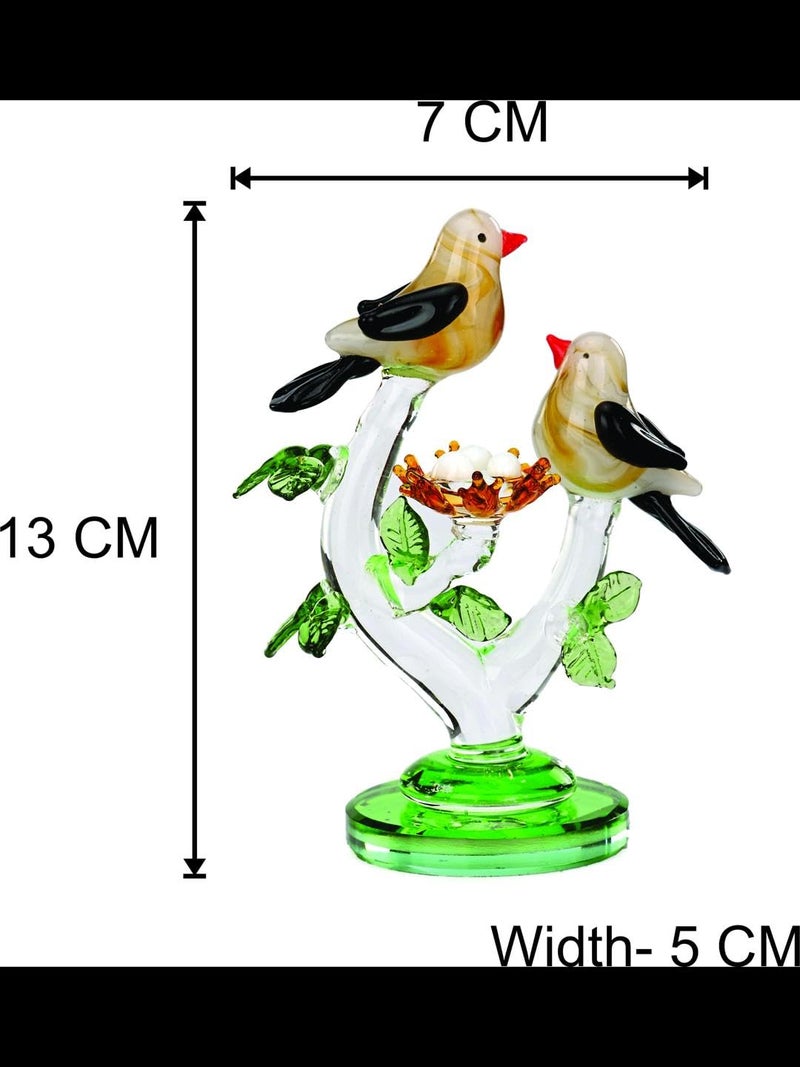Somil Bird Couple Caring for His Chicks in Nest On A Tree Crystal Glass Decorative Gifting Showpiece, Multi, 7 X 5 X 13 Cm, Made By Hand from Expert Artisans - Image 5