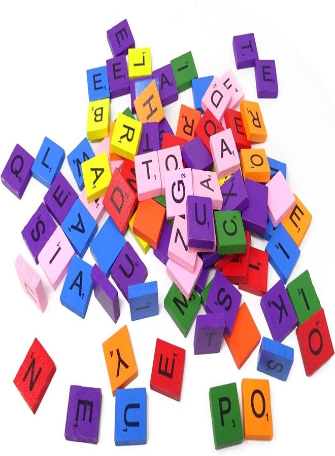 Prescent 100pc Multicolor Wooden Capital A to Z Letters Alphabet Blocks for Art, Craft, DIY Projects, Kids Learning and Education, Crossword, Photo Frames, Board Games and More (A to Z, 100pc) - Image 3