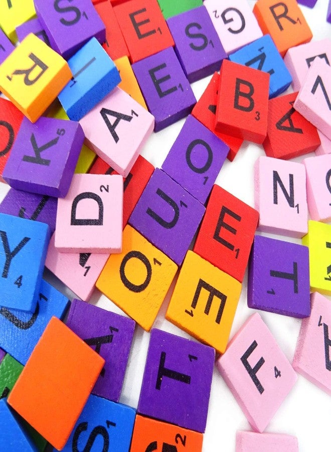 Prescent 100pc Multicolor Wooden Capital A to Z Letters Alphabet Blocks for Art, Craft, DIY Projects, Kids Learning and Education, Crossword, Photo Frames, Board Games and More (A to Z, 100pc) - Image 1