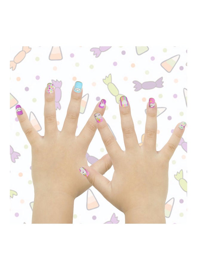 NIBEMINENT 24-Piece Kids Pattern Short False Nails Multicolour  - Image 2