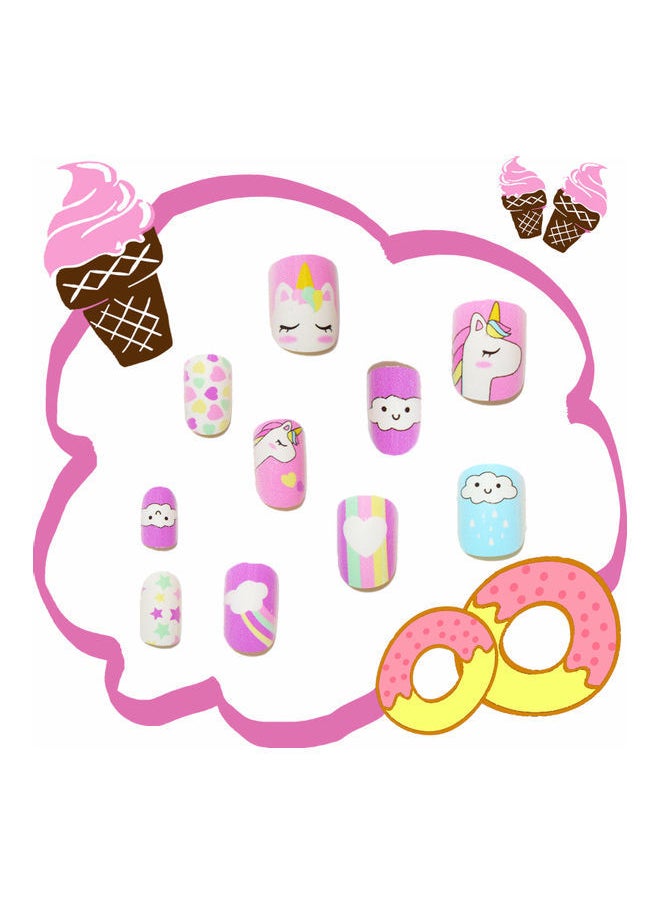 NIBEMINENT 24-Piece Kids Pattern Short False Nails Multicolour  - Image 3