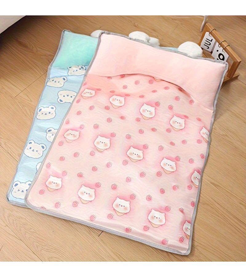 A Stylish Cooling Mat Ideal for Both Dogs And Cats Featuring a Summer Themed Pink Strawberry Design Made from Durable Nylon Perfect for Small Pets Offering Breathability And Comfort While Being Heat Resistant Size 16 93 x 12 6 x 1 97 Inches - Image 4