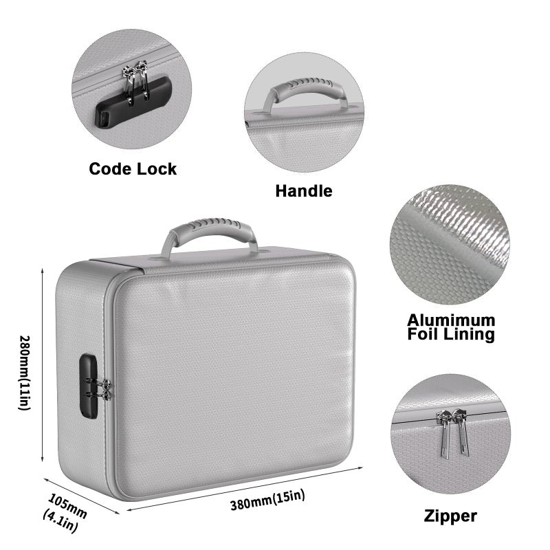 DocSafe 5200Â°F Document Organizer with Lock,Upgraded Heat Insulated Fireproofï¼†Waterproof Box 8 Layers File Organizer,Portable Home Travel Safe Storage for Important Documents, Files,Silver (Soft) - Image 5