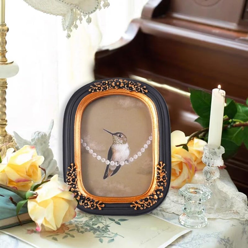 SIKOO Small Vintage Picture Frame 2.5x3.5 Antique Wallet Size Picture Frames Set Wall Mount and Tabletop Vintage Wall Decor Black and Brassy - Image 3