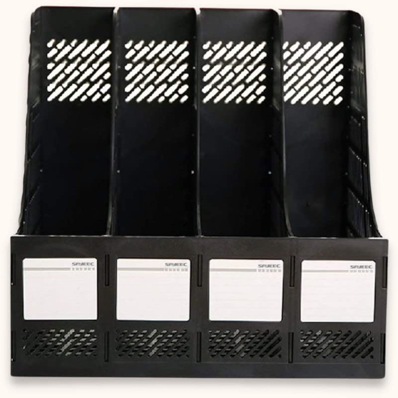 DaKos Multipurpose Plastic 4 Compartments File Rack Paper Holder Desktop, File Holders Organizer Box (Black) Pack of 2 - Image 5