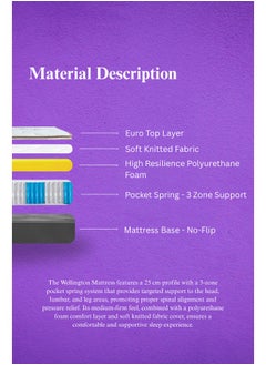 TOTAL COMFORT Total Comfort Wellington 3 Zone Pocket Spring Mattress 180x200x25 cm Support for Head, Lumbar & Leg Areas  - Image 3