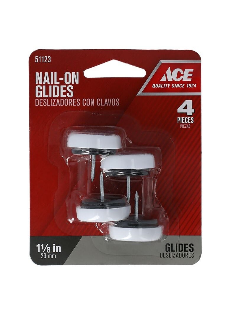 ACE 4-Piece Nail-On Glides White 29mm 