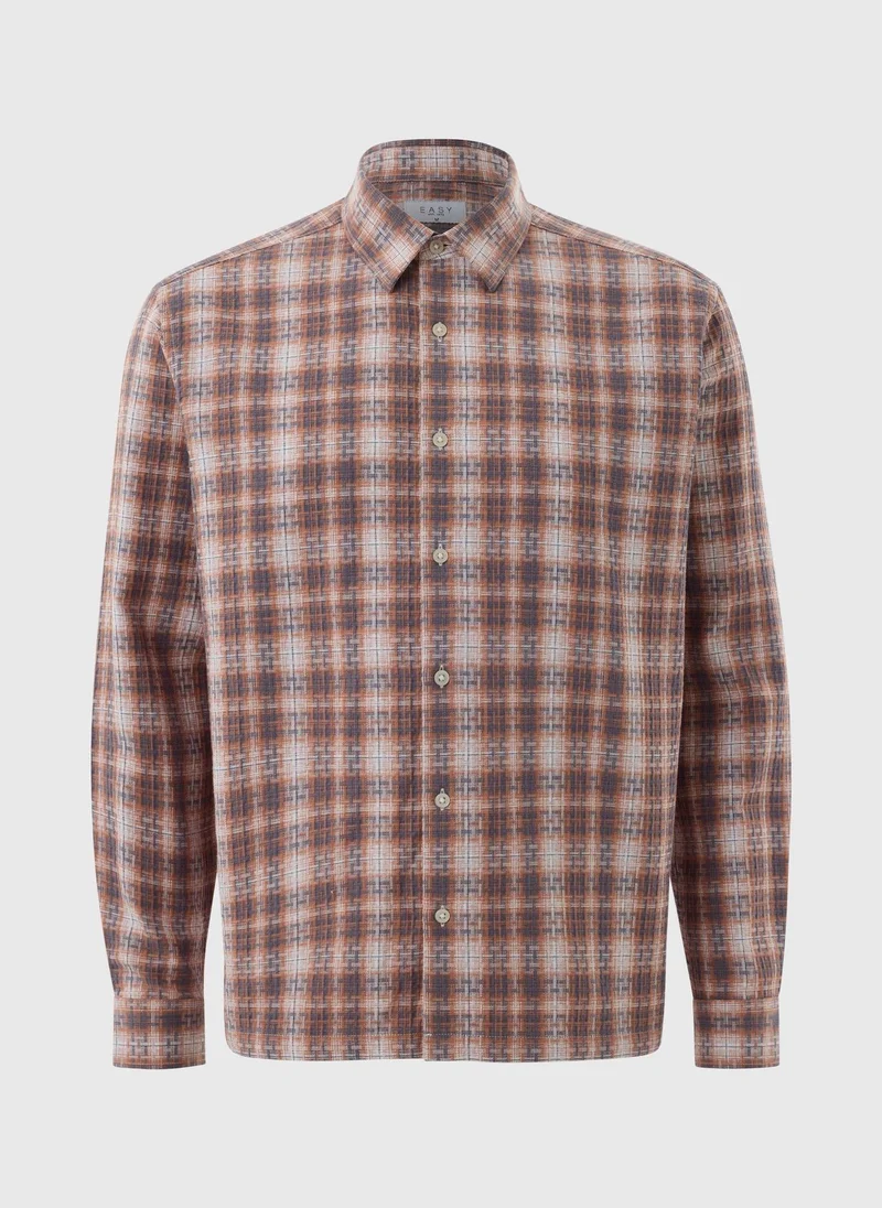 Matalan Rust Textured Check Shirt