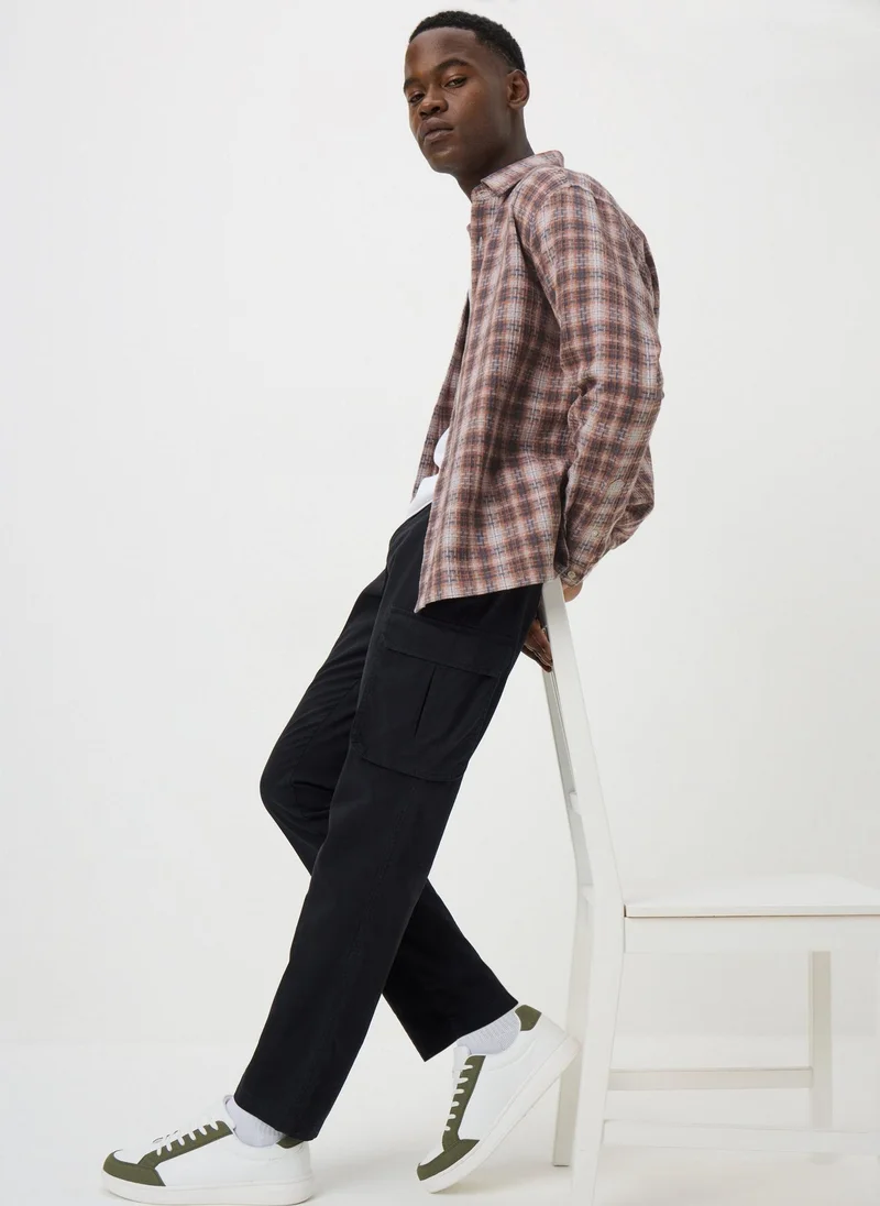 Matalan Rust Textured Check Shirt