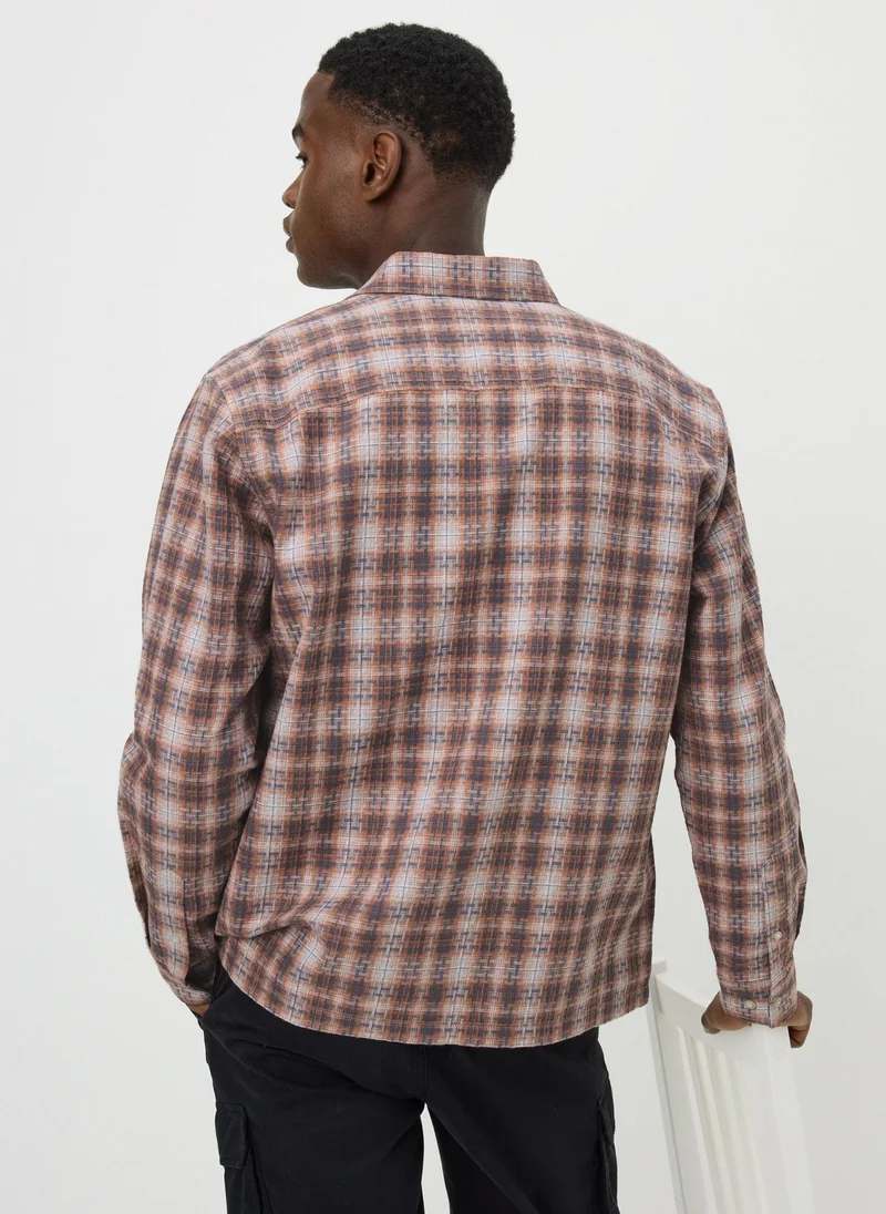 Matalan Rust Textured Check Shirt