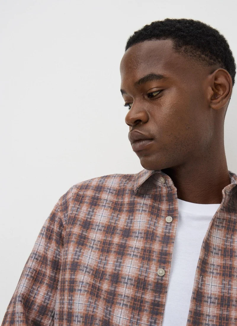 Matalan Rust Textured Check Shirt