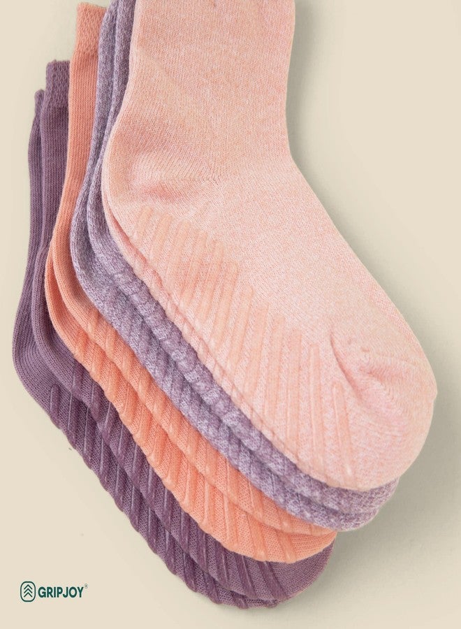 Gripjoy Toddler Socks with Grippers, Non-Slip for Kids, Enhanced Stability, Comfortable Cotton - 4 Pairs - Image 3