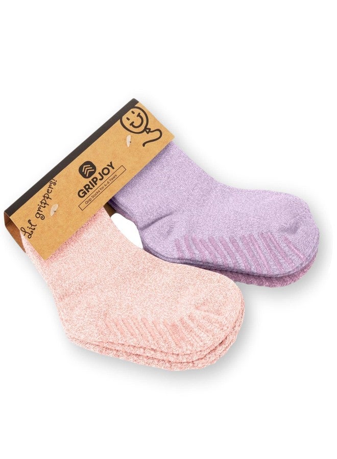 Gripjoy Toddler Socks with Grippers, Non-Slip for Kids, Enhanced Stability, Comfortable Cotton - 4 Pairs - Image 1
