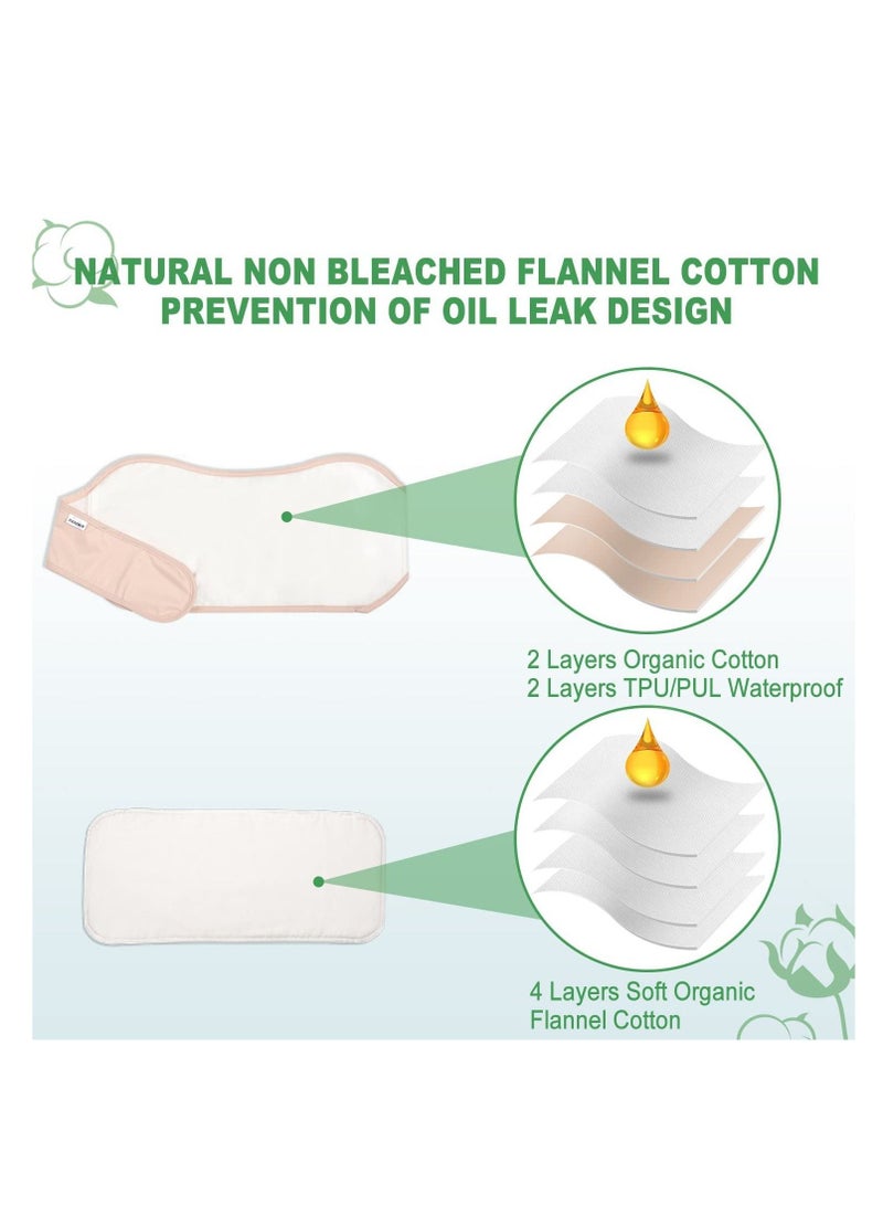 Excefore لفافات زيت الخروع، مجموعة لفافات زيت الخروع العضوية القابلة للتعديل وإعادة الاستخدام، لفافات زيت الخروع لإزالة السموم من الكبد، وتقليل التوتر، وخالية من زيت الخروع، وقابلة للغسل في الغسالة من القطن ومقاومة للتسرب (لون البشرة الخصر والرقبة) - Image 5