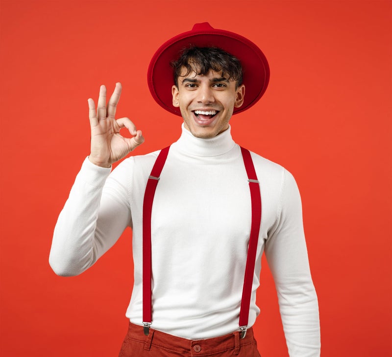 trilece Red Suspenders for Men - Red Suspender for Women - Cheech and Chong Costume - American Psycho Costume Braces - Strong Clips - Image 3