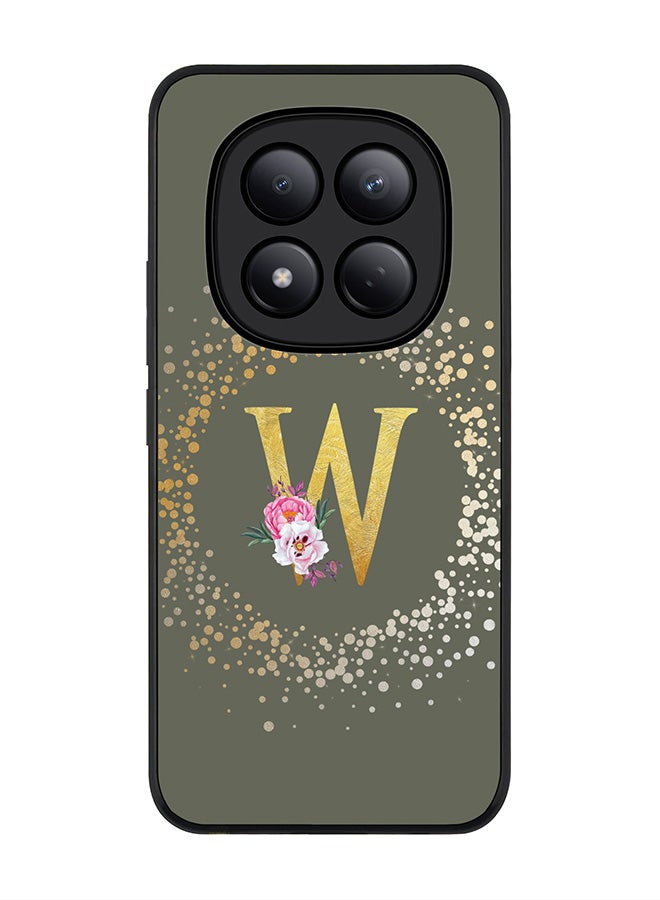 For Xiaomi Redmi Note 15 Pro 4G Case,Slim fit Camera Protection, Shockproof Thin Phone cover  - Custom Monogram Floral - W  (Olive Green )