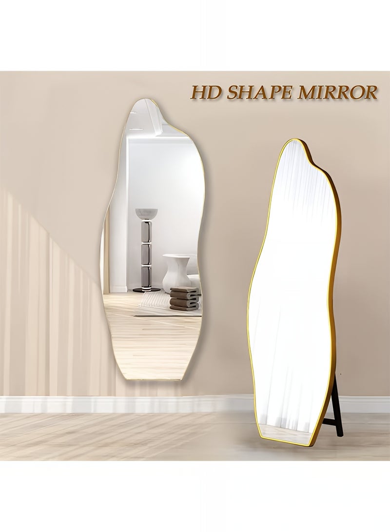 تايمي مرآة كبيرة جدا بتصميم انيق وزجاج مقاوم للكسر 185x80سم - مرآة كاملة الطول باطار معدني ذهبي واستاند خلفي - تصميمها الرائع يناسب غرفة المعيشة وغرف اللبس وغرف النوم - Image 5