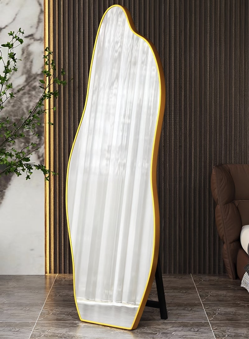 تايمي مرآة كبيرة جدا بتصميم انيق وزجاج مقاوم للكسر 185x80سم - مرآة كاملة الطول باطار معدني ذهبي واستاند خلفي - تصميمها الرائع يناسب غرفة المعيشة وغرف اللبس وغرف النوم - Image 2