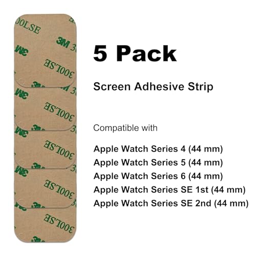 GREEN FUSION 5Pcs Pre-Cut Screen Adhesive Strip Compatible with Apple Watch Series 4/5/6 44mm Frame Sticker Replacement, with Toolkit, Instruction - Image 2
