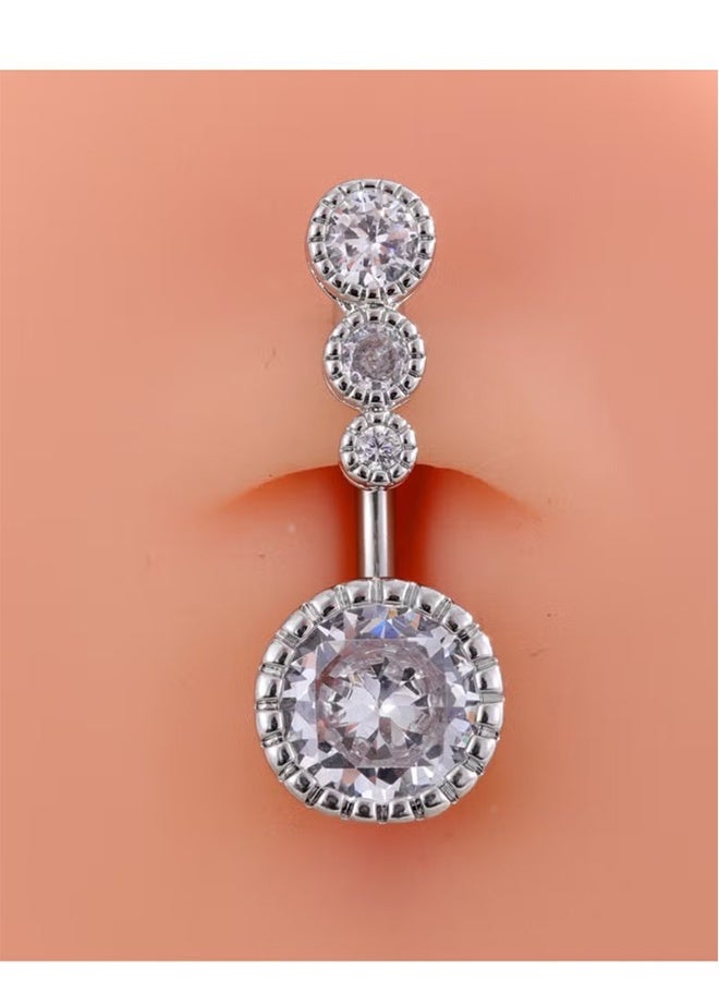 YJ Hypoallergenic Titanium Steel Belly Button Ring – Zircon Navel Ring, Trendy Four Leaf Clover Body Piercing Jewelry for Women - Image 5