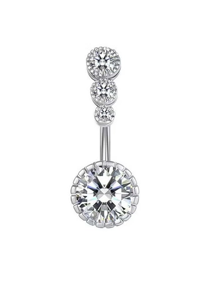 YJ Hypoallergenic Titanium Steel Belly Button Ring – Zircon Navel Ring, Trendy Four Leaf Clover Body Piercing Jewelry for Women - Image 1