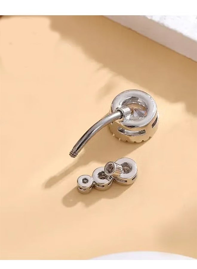 YJ Hypoallergenic Titanium Steel Belly Button Ring – Zircon Navel Ring, Trendy Four Leaf Clover Body Piercing Jewelry for Women - Image 4