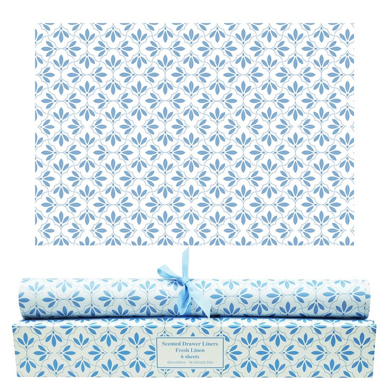 SCENTORINI Linen Scented Drawer Liners Scent Paper Liners for Drawers Dresser Shelf Linen Closet Perfect for Kitchen Bathroom Vanity 6 Sheets