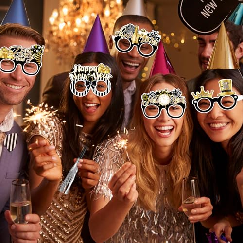 Openfly 60Pcs New Years Eve Party Supplies 2026 Happy New Year Eyeglasses with New Year Noise Makers Metallic Fringed Party Blowers for 2026 New Years Party Decorations - Image 5