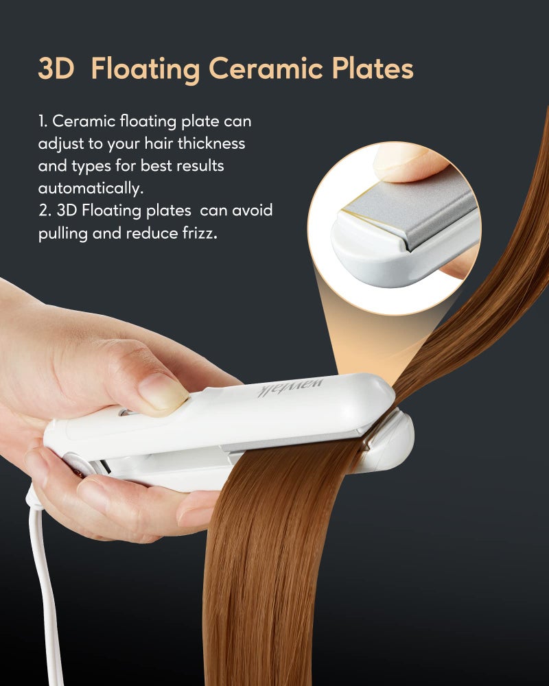 Wavytalk 0.7 Inch Ceramic Mini Hair Straightener - Small Flat Irons for Short Hair, Curls Bangs, Travel Friendly (White) - Image 5