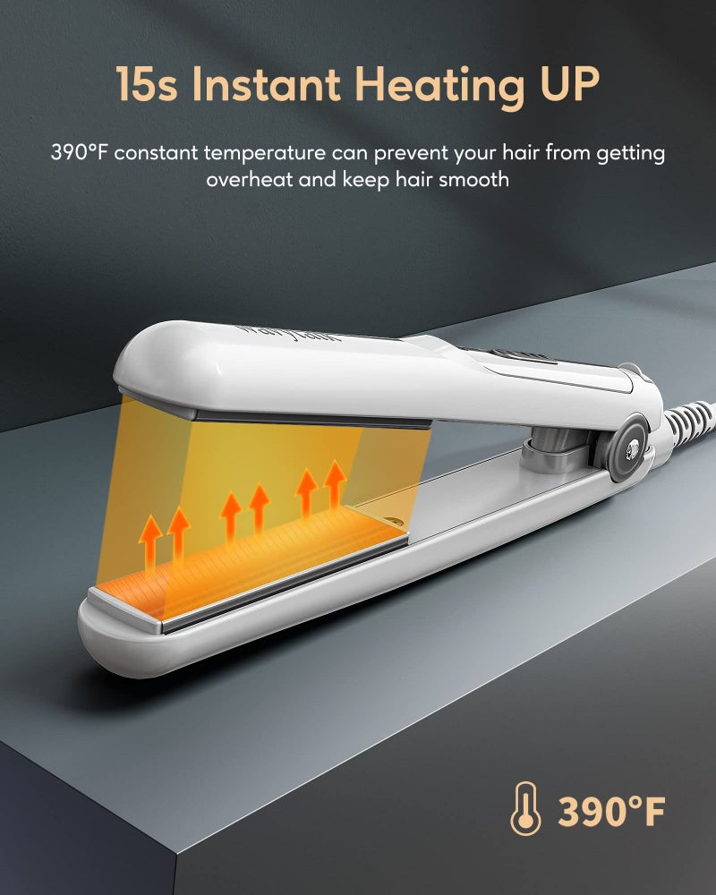 Wavytalk 0.7 Inch Ceramic Mini Hair Straightener - Small Flat Irons for Short Hair, Curls Bangs, Travel Friendly (White) - Image 2